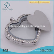 Good quality 316 stainless steel Silver Blank heart Floating plates For 30mm Round Floating Lockets